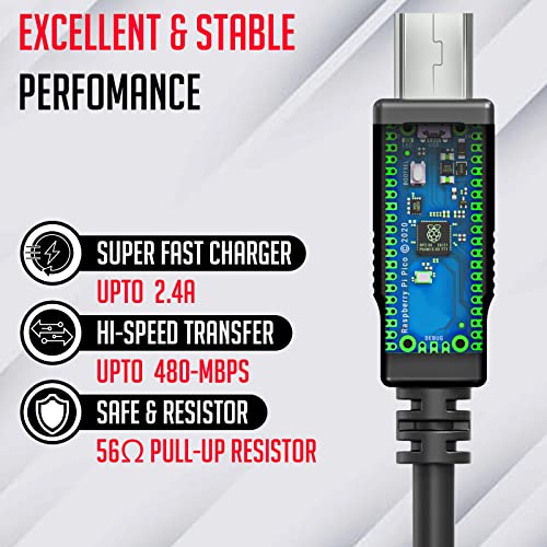 Image of Lapster 5 pin mini usb cable, usb b cable,camera cable usb2.0 for External HDDS /Card Readers /Camera etc.