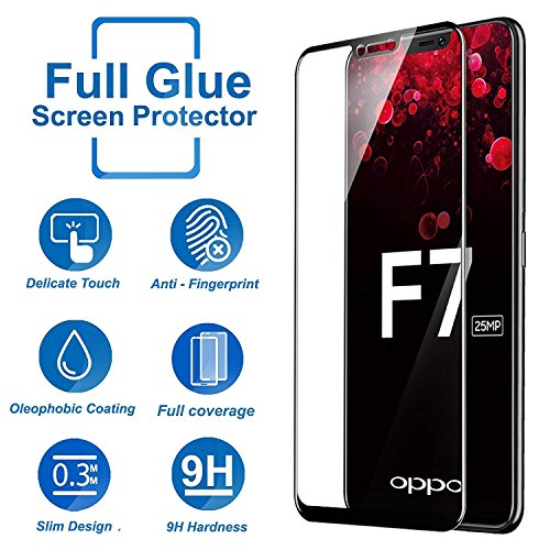 Image of Screen Protector for Oppo F7 Black Tempered Glass Edge-to-Edge 6D Screen Guard With Installation Kit