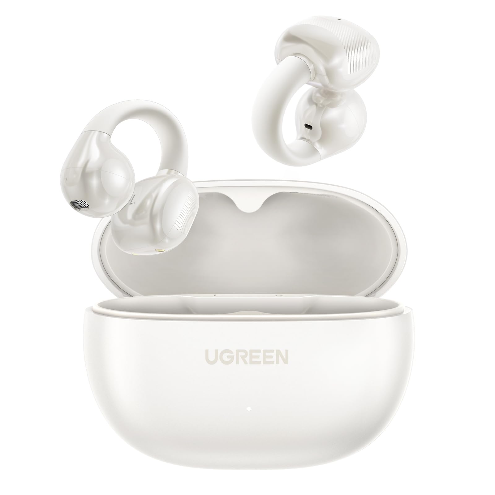 HiTune S3 Open Ear Earbuds Bluetooth 5.4 Clip On Wireless Headphones ENC Mic for Clear Calls 30H Playtime IPX5 Waterproof Earphones for Running Workout, Cyclists, Compatible with iPhone, White