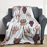 Funny Decorative Fall Winter Throw Blanket for Couch Bed, Compatible with Black White Yellow Boobs Breast, Fuzzy and Fluffy Soft Flannel Blankets and Throws, Lightweight and Thin Blanket