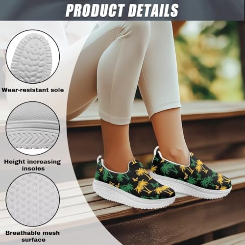 Womens Walking Shoes Breathable Mesh Platform Nursing Sneakers Casual Cozy Slip-Ons High Top Shoe Size 6-11 White Sole3