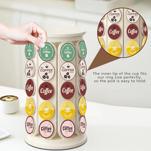 Image of K Cup Holder, Coffee Pod Storage Carousel Holder Organizer Compatible with 40 Keurig K-Cup Pods, Home or Office Kitchen Counter Organizer(White)