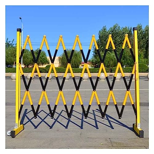 JYBNBBE Telescopic Traffic Fence Folding Portable Scissor Gate,Expandable Mobile Barrier Traffic Barriers,Industrial Expandable Metal Barricade, Safety Barrier with Casters Flexi,Black-1.2x5m