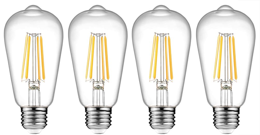 Leo's Light E27 Screw LED Edison Bulbs 12W ST64 Vintage LED Filament Bulb, Warm White 2700K, 120WEquivalent, 1200lm, 4-Pack (Clear-2700K)