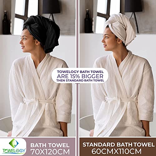 Towelogy® Premium Bath Towels 100% Egyptian Cotton Zero Twist Super Soft & Highly Absorbent Bathroom Towel Tear Resistant Strength 70 x 120cm - Image 3