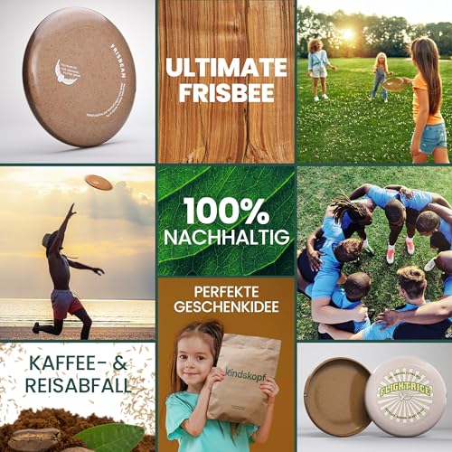 Kindskopf Frisbean – 100% Nachhaltige Frisbee Scheibe aus Kaffeesatz & recyceltem Kunststoff – Ultimate Frisbee 175g Wurfscheibe für Profis & Familien – Deutsche Innovation
