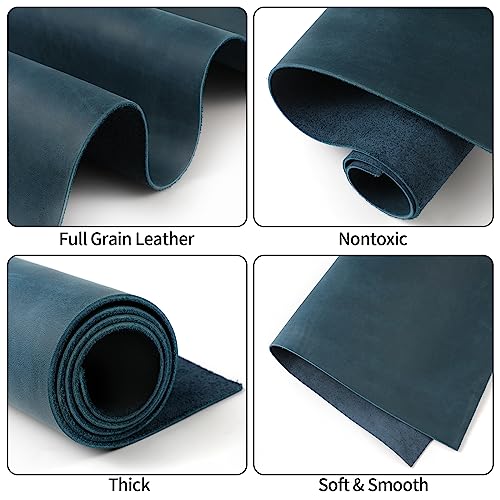 Image of RingSun 12''X24'' Blue Leather Sheets for Crafts (2mm), Full Grain Leather Tooling Leather