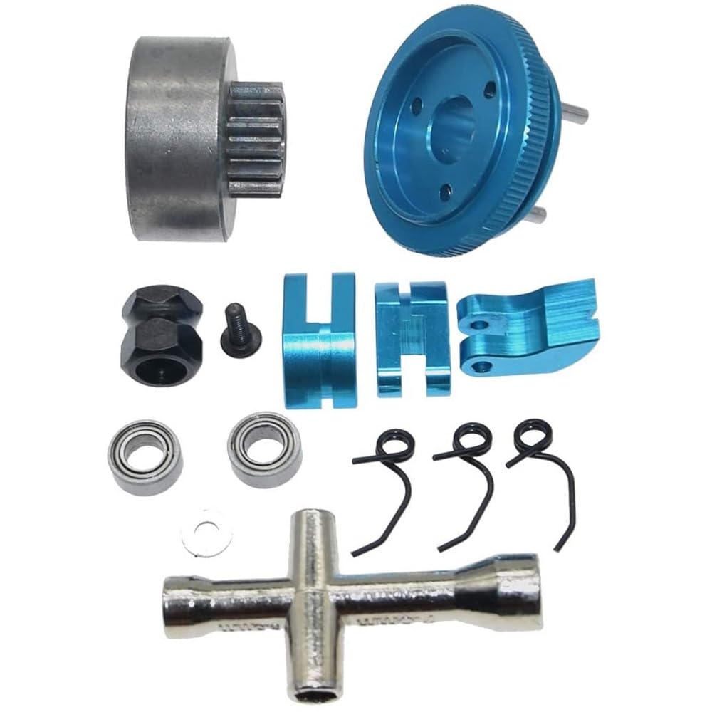 YNIGYSCEK Clutch Bell 14T Gear Flywheel Assembly Clutch Shoes Springs Engine Nut Mini Cross Wrench Wheel Spanner for 1/8 Nitro RC Car Part
