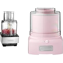 Cuisinart Food Processor 14-Cup V&eacute;g&eacute;tale Chopper pour Mincer, D&eacute;corer, D&eacute;chiquetage & ICE-21PKP1 Congel&eacute; Yogourt - Cr&egrave;me Glac&eacute;e & Sorbet Maker, Rose, 1,5 Quart