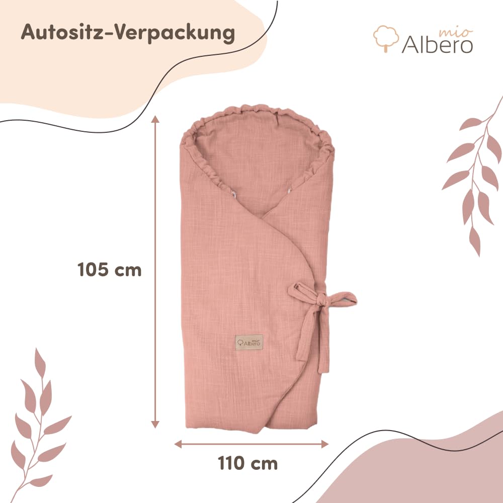 Fodera per ovetto, misura regolabile, 110 x 105 cm (+/-2) cm, 100% cotone, passanti per cintura, materiale traspirante, facile da pulire, stile boho arrugginito