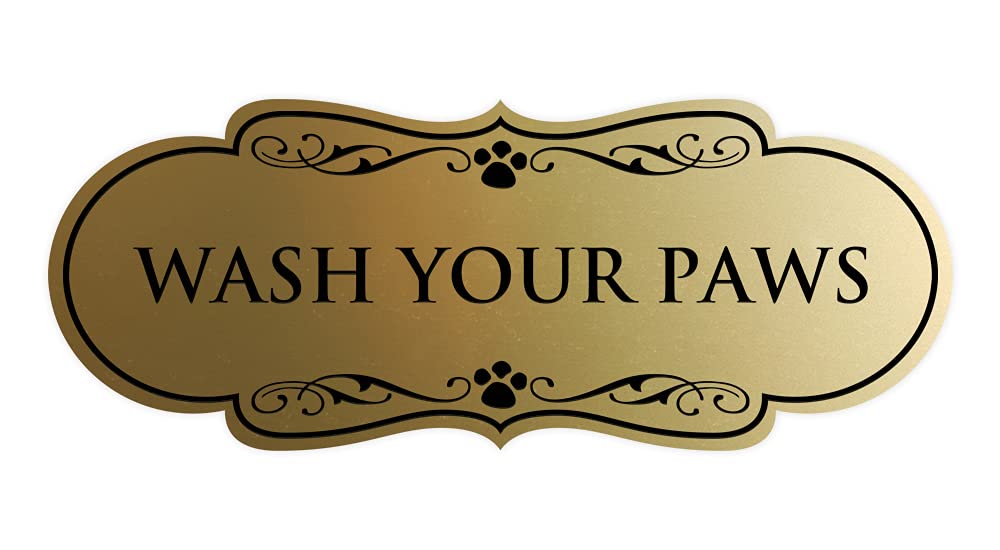 Designer Paws, Wash Your Paws Sign (Brushed Gold) - Medium