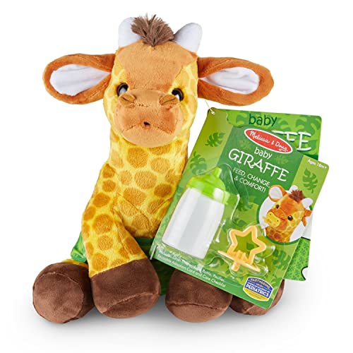 Melissa & Doug 11-Inch Baby Giraffe Plush Stuffed Animal with Pacifier, Diaper, Baby Bottle Toddler Animal Toys Ages 18+ Months image 6