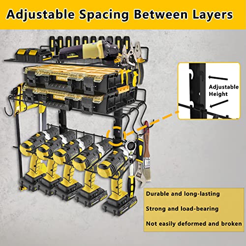 Pigtab Power Tool Organizer Utility Rack, Drill Holder Wall Mount, Adjustable Height Garage Storage Rack For Drill Screwdriver Pliers Wrenches, Gift For Men, Metal #TOP3