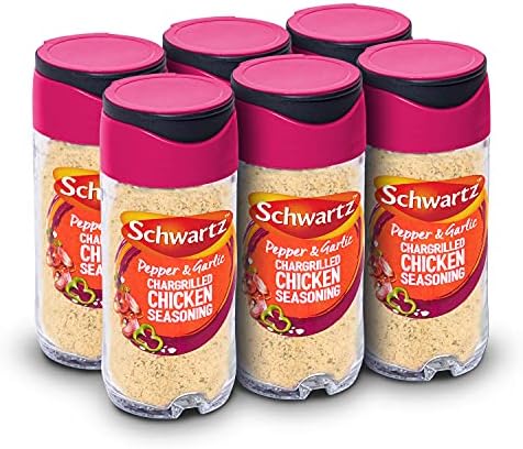 Schwartz Pepper and Garlic Chargrilled Chicken Seasoning 51 G | Jar | Pack of 6 | Expertly Blended with Pepper, Garlic & Parsley | Adds Rich Flavour to Chicken Dishes