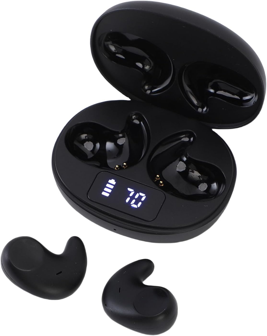GOWENIC Sleep Earbuds for Side Sleepers, Bluetooth 5.4 Headphones, Noise Cancelling Mic, Ergonomic Comfort Fit Wireless Earphones, True Wireless Earbuds with Battery Display