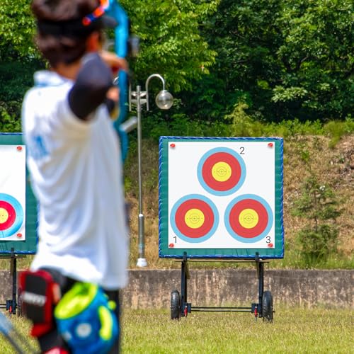 suituts 100 pcs Archery Targets Paper 3 Spot Bow and Arrow Target Paper 17 x 17 Inch Paper Archery Targets, 4 Pcs Archery Target Pins Included - Thumbnail 5
