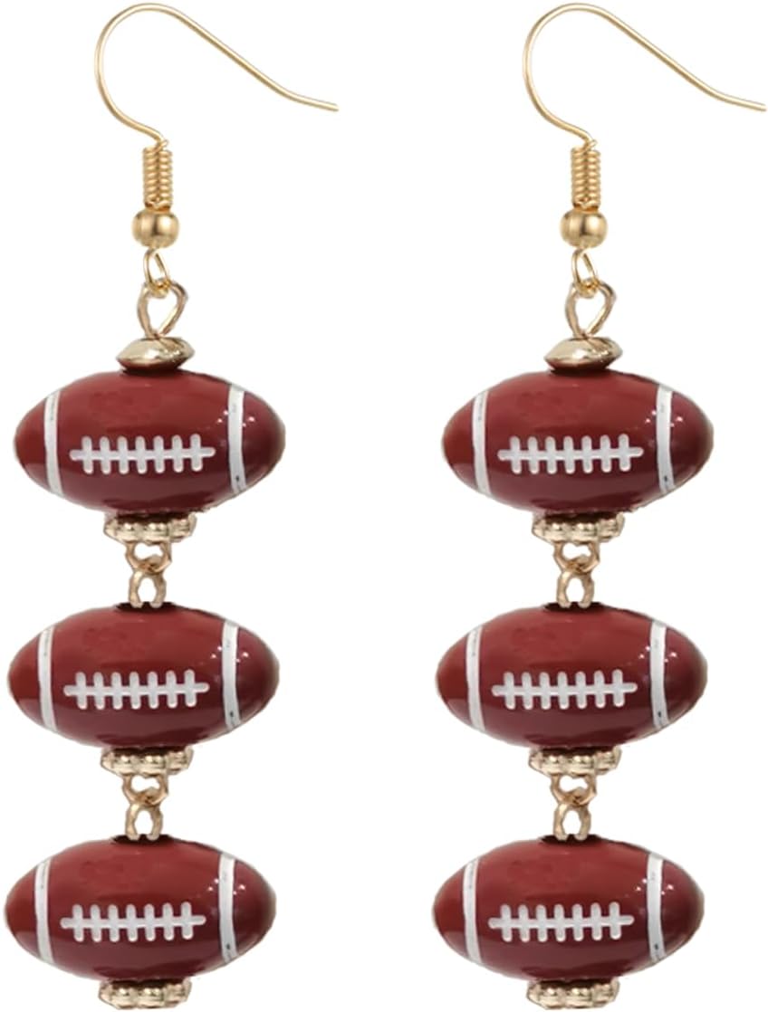 Football Drop Dangle Earrings for Women Game Day Earrings Rugby Football Long Earrings Sport Earrings Sports Fans Jewelry