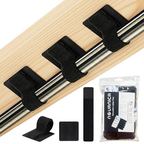 NOURNICA 50 PCS Reusable Self Adhesive Cable Ties Cable Management Solution for Extension Cord Extension Cable & Electronics | Wire Organizer for Office Desk Organizer & Home Improvement Use