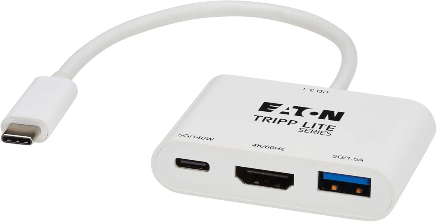 Tripp Lite Multiport Adapter USB-C Hub for Laptop - HDMI, USB, and USB-C Ports | 4K@60Hz HDMI, USB 3.2 Gen 1 with 5 Gbps Data Transfer, 140W PD Charging, 3-Year Warranty (U444-06N-H4U-C3)