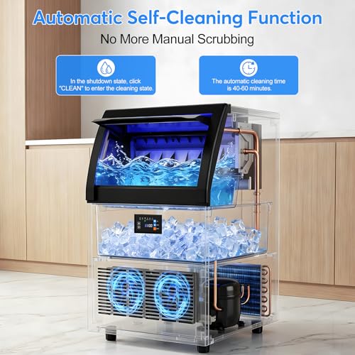 Image of SOZT Under Counter Ice Maker, Gourmet Ice, 120LBS /24H, 35LBS Capacity | Under Counter Ice Maker, Non-Clumping Design, Freestanding Hat Ice Cube Maker for Home, Bar, Restaurant, Office