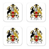 MyHeritageWear.com Dodge Family Crest Square Coasters Coat of Arms Coasters - Set of 4