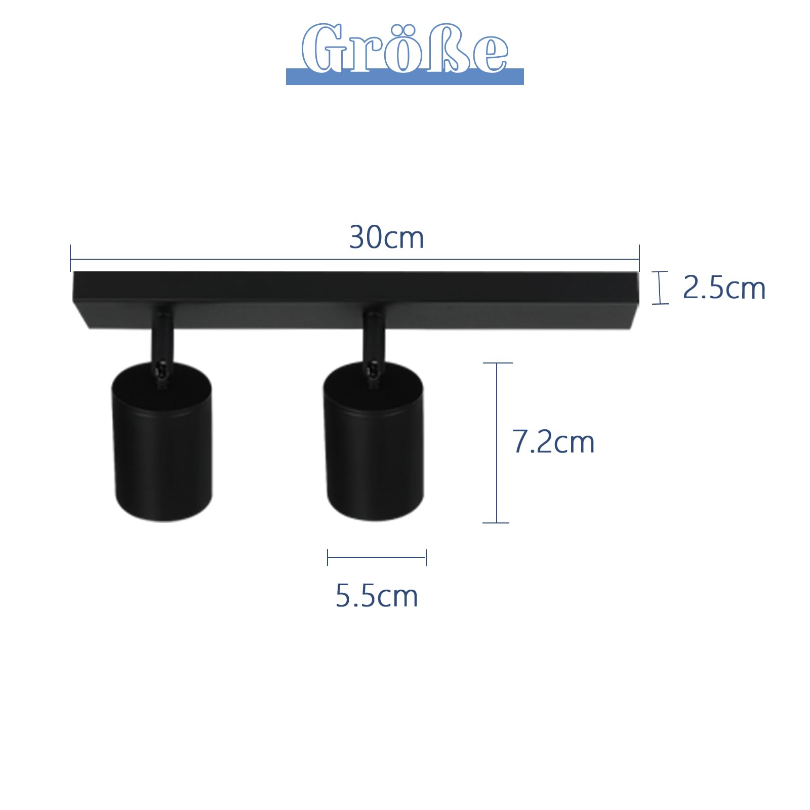 Plafonnier 2 Spots Noirs Orientables – GU10, Sans Ampoules – Rotation 350°, Inclinaison 90° – Pour Salon, Cuisine, Couloir – Design Moderne - 7