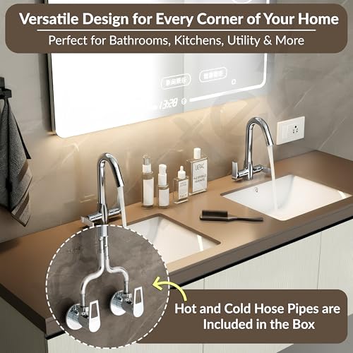 Image of Plantex Solid Brass Mixer Tap for Bathroom /Wash Basin Tap Hot and Cold /Bathroom Accessories /Water Tap /Sink Tap for Wash Basin (Star, Chrome)