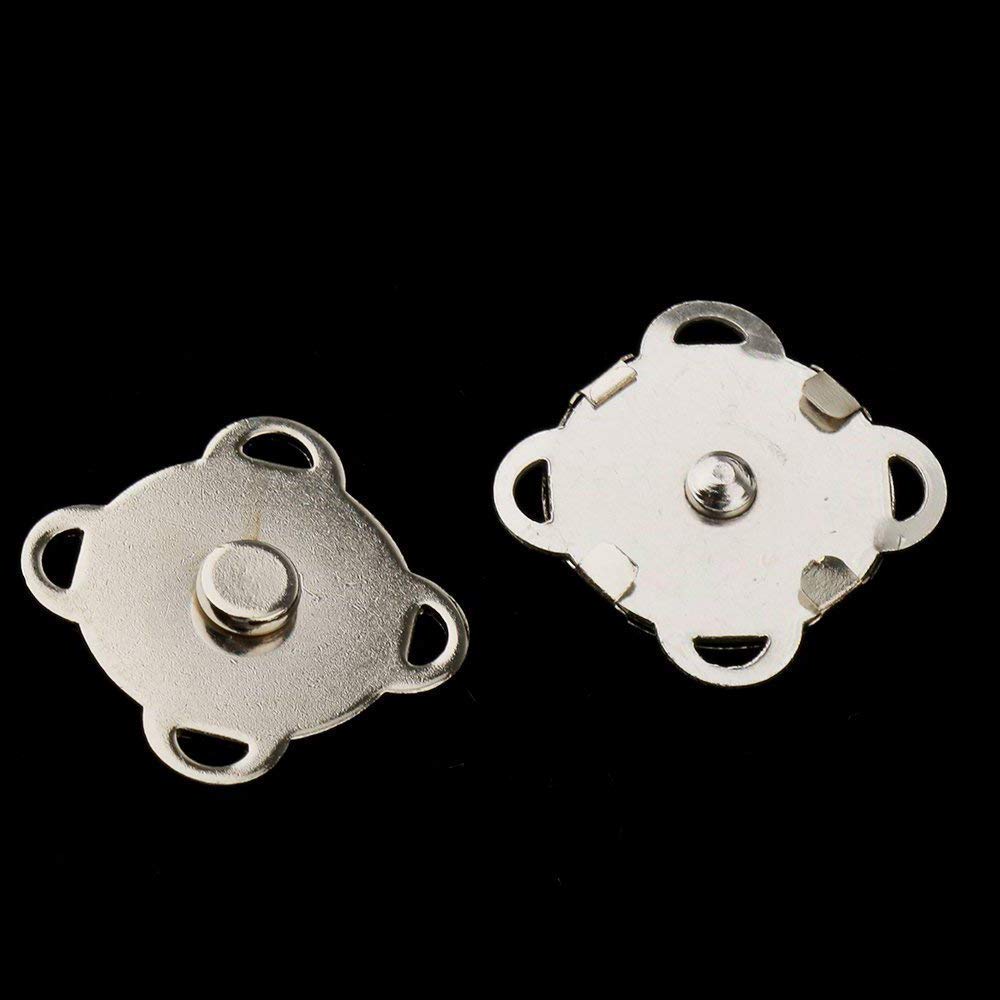 Cierres magnéticos de metal, accesorio de costura para ropa de bricolaje, manualidades, bolsos, abrigos de cuero, chaquetas y bolsos (18 mm, plata, 2 piezas) [Plata (14 mm) 50]