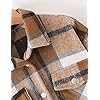 Tanming-Womens-Brushed-Flannel-Plaid-Lapel-Button-Short-Pocketed-Shacket-Shirts-Coats Tanming Womens Brushed Flannel Plaid Lapel Button Short Pocketed Shacket Shirts Coats(01 Khaki-M)