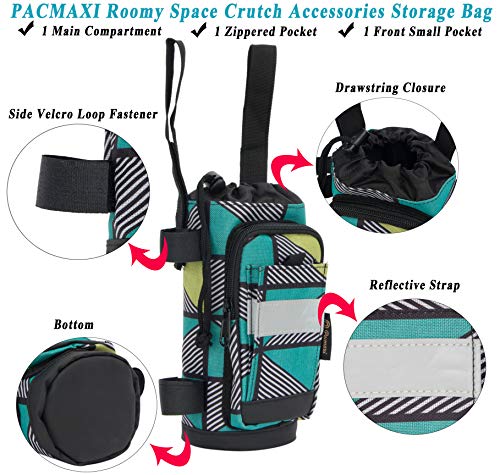 PACMAXI Crutch Bag Universal Crutch Accessories Bag Lightweight Crutch Pouch with Reflective Strap and Front Zippered Pocket for Crutch Carryon Pouch to Save Items (Geometric Triangle)