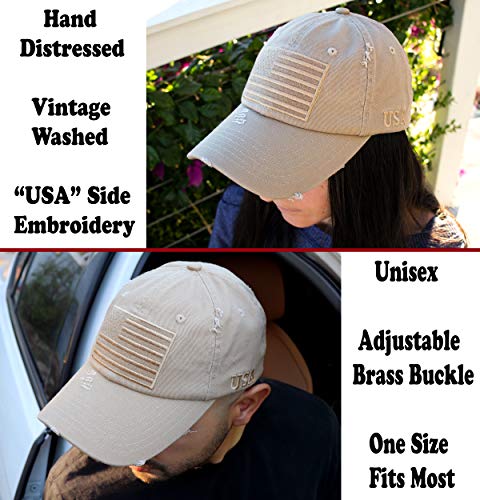Image of Antourage American Flag Unisex Baseball Hat for Men and Women | USA Flag Mesh Snapback Flat Visor Cap + 2 Patriotic Patches