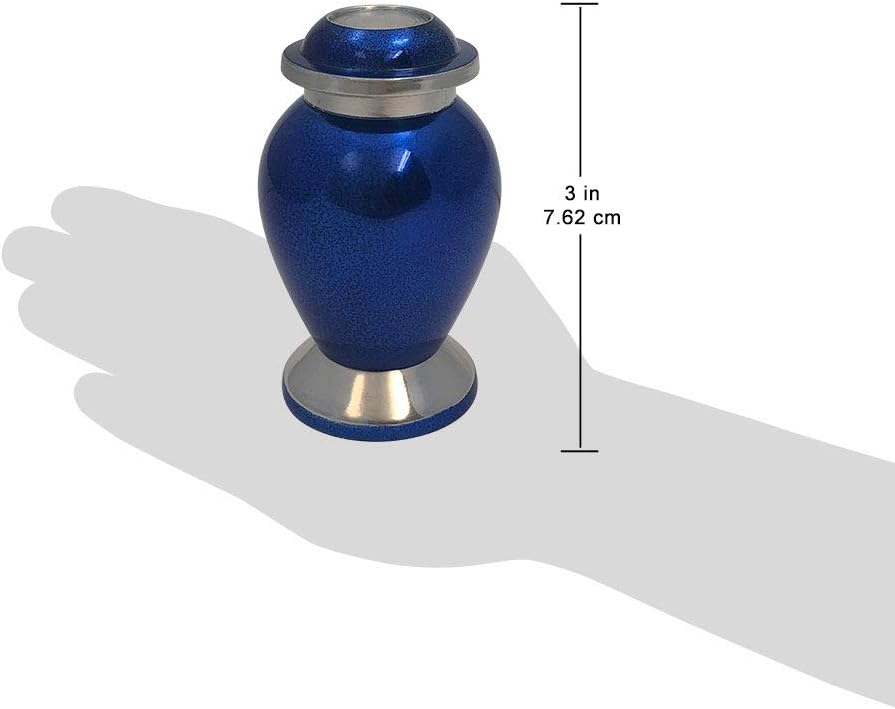 Blue Sapphire Cremation Urn for Ashes | Elegant Memorial Urns, Keepsake Size