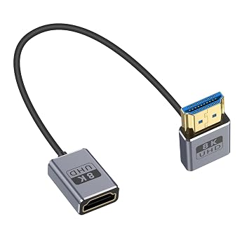 Duttek 8K 90 Degree HDMI Extension Cable 1FT, Down Angle HDMI Male to Female Cable 48Gbps Bandwidths, 8K@60Hz, 4K@240Hz for GH5S, PS5, Xbox One Monitor,PC