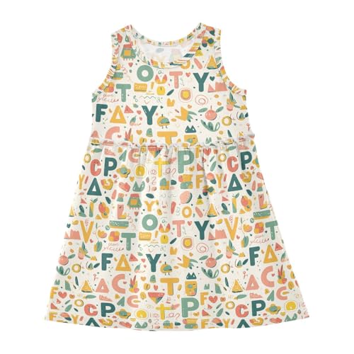 KLL Scandinavian Style Alphabet Toddler Girls Dress Cute Jumper Skirt Summer Crew Neck