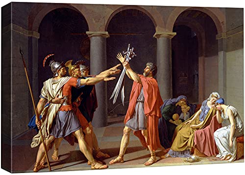 wall26 Framed Canvas Print Wall Art Oath of The Horatii by Jacques-Louis David Nature Wilderness Illustrations Fine Art Traditional Scenic Colorful Rustic for Living Room, Bedroom, Office - 24"x36"