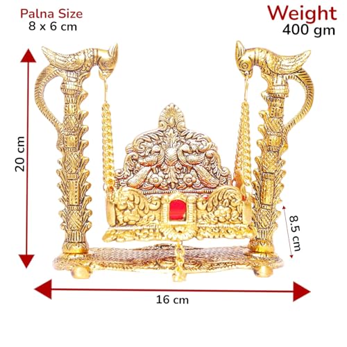 KridayKraft Metal Swing Laddu Gopal Jhula,Krishna Hindola Palana,Decorative Laddu Gopal for Temple Pooja,Showpiece Figurines,Religious Idol Gift Article...