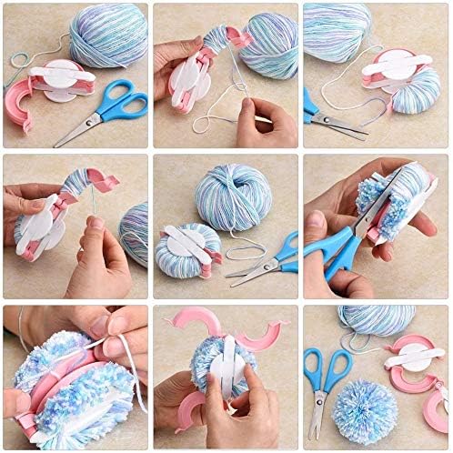 Pom Pom Maker, 4 Sizes Pompom Maker Tool Set for Fluff Ball Weave DIY Wool Yarn Knitting Craft Project for Kids and Adult (4)