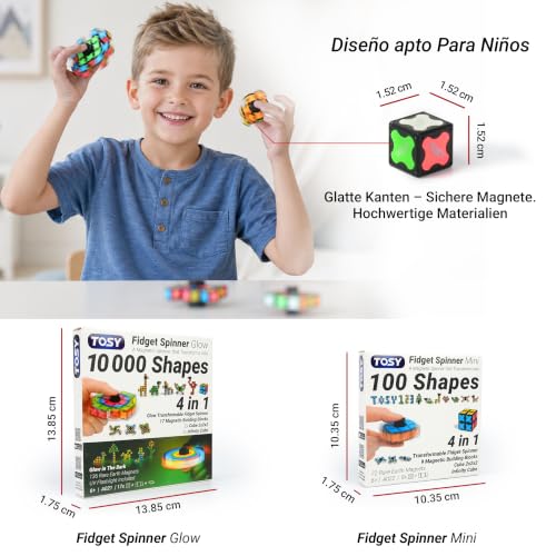 Miniatura 6 de TOSY Magnet Fidget Spinner Mini - 8 Bloques: Spinner transformable, Cubo Infinito, Rompecabezas magnético, Regalo de cumpleaños para niños y Adultos, Juguete sensorial antiestrés Stem