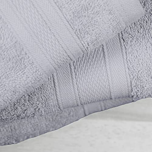 Trident 6 Piece Bath Towel Set For Bathroom - 2 Large Bath Towel, 2 Hand Towel, 2 Washcloth 100% Cotton Soft And Plush Highly Absorbent, Soft Towel For Hotel & Spa - Silver Grey #TOP2