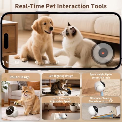 Image of 1080P Moving Pet Robot Camera, Smart Home Security Robot with Auto Tracking, Night Vision, 2-Way Audio, Auto-Recharge, Motion Alerts, App Control for Pet, Baby & Elderly Care