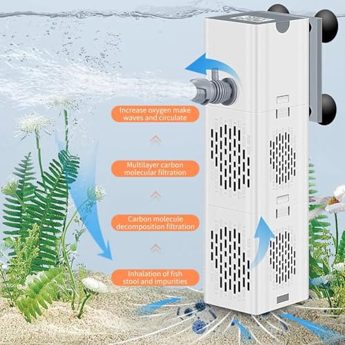 Image of VAYINATO YJY-9200F Submersible 3-in-1 (Filtration, Oxygenation & Circulation) | Mute Water Cycle | Strong Water Flow | Internal Aquarium Filter for Tanks up to 3 Feet