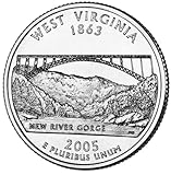 2005 D Satin Finish West Virginia State Quarter Brilliant Uncirculated in Mint State Condition Package in 2 by 2 Archival Safe Flip 35th State Quarter Issued by U.S.Mint