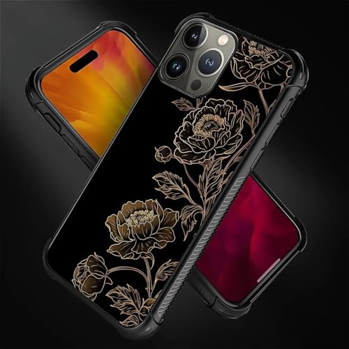 FKBRCL4U for iPhone 16 Pro Max Case, Gold Blooming Flower Dark Pattern Graphic Design Girl Boy Soft Silicone Hard Acrylic Shock Protection for iPhone 16 Pro Max - image 3