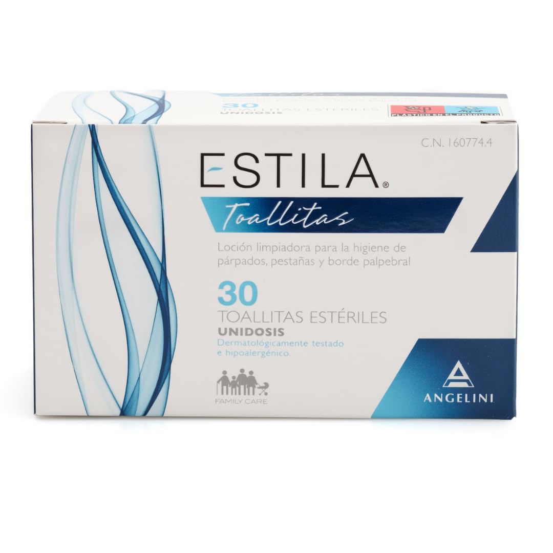 Estila Toallitas oftálmicas - Loción limpiadora para la higiene de párpados, pestañas y borde palpebral - Toallitas desmaquillantes con Aloe vera y Hamamelis - 30 toallitas estériles unidosis