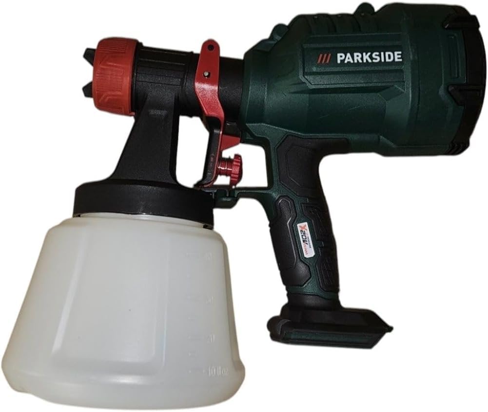 PARKSIDE cordless paint spray gun PFSA20-Li A1 without battery & charger Even application of paint on smooth and structured surfaces Volume-adjustable spray gun with non-slip soft grip equipment