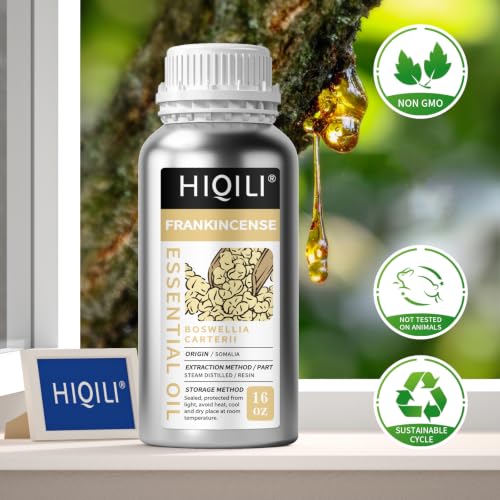 Image of HIQILI Frankincense Essential Oil Large Capacity for Body Massage | Skin Care and Aromatherapy.Suitable for Hotel, DIY Studio, Beauty Salon,SPA, Sauna, Bath Center - 500mL / 16 fl oz