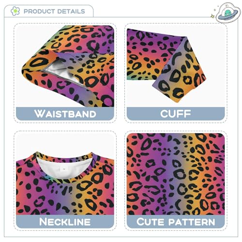 JUNZAN Rainbow Leopard Printed Big Boys Sweatshirts Hoodies Crewneck Sweatshirt With Hoodie Camping 4T3