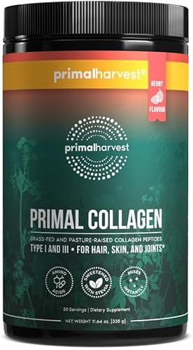 Miniatura 1 de Primal Harvest Polvo de colágeno para mujeres u hombres, polvo de péptidos de colágeno primarios tipo I y III, 10 onzas de proteína de colágeno en