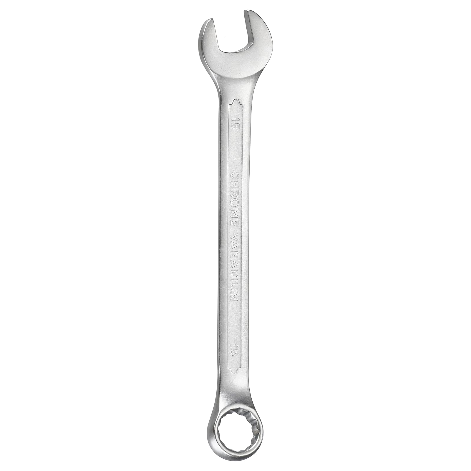 sourcing map Metric Combination Wrench 15mm Open End & 15-Degree Offset 12-Point Box End Chrome Vanadium Steel Industrial Grade Double Ended Wrenches Spanners Tools