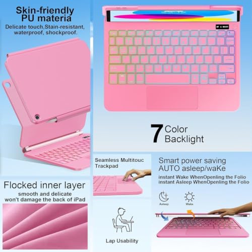 Image of for iPad (A16) 11th /10th Generation Case with Keyboard, Keyboard Case with Magnetic Stand,Detachable Case,Portrait & Typing Modes,Backlight with Multi-Touch Trackpad for iPad 11 &10.9 inch